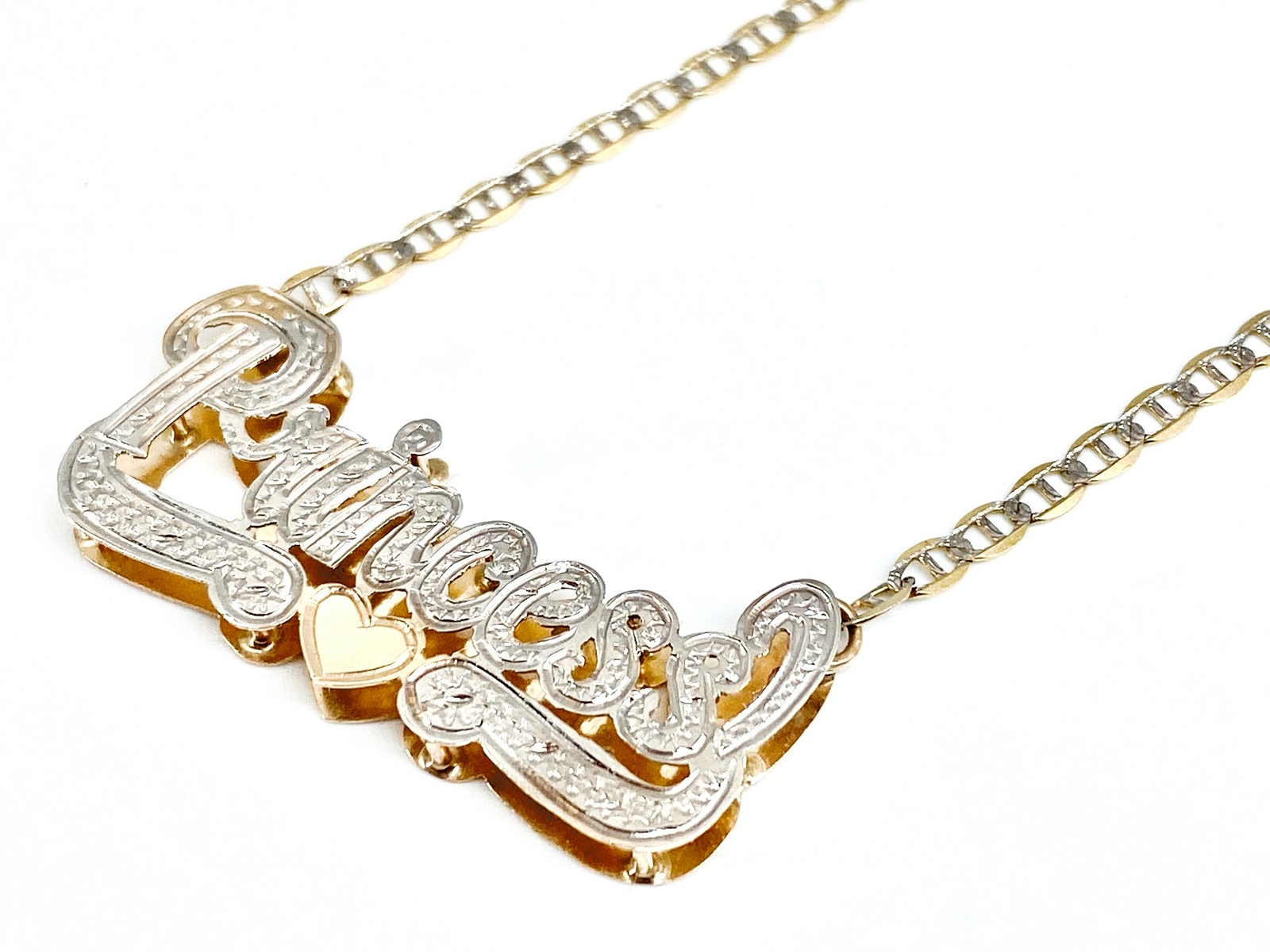 10K Real Yellow Gold Personalized Name Plate/Tag Nameplate Chain/Necklace Double