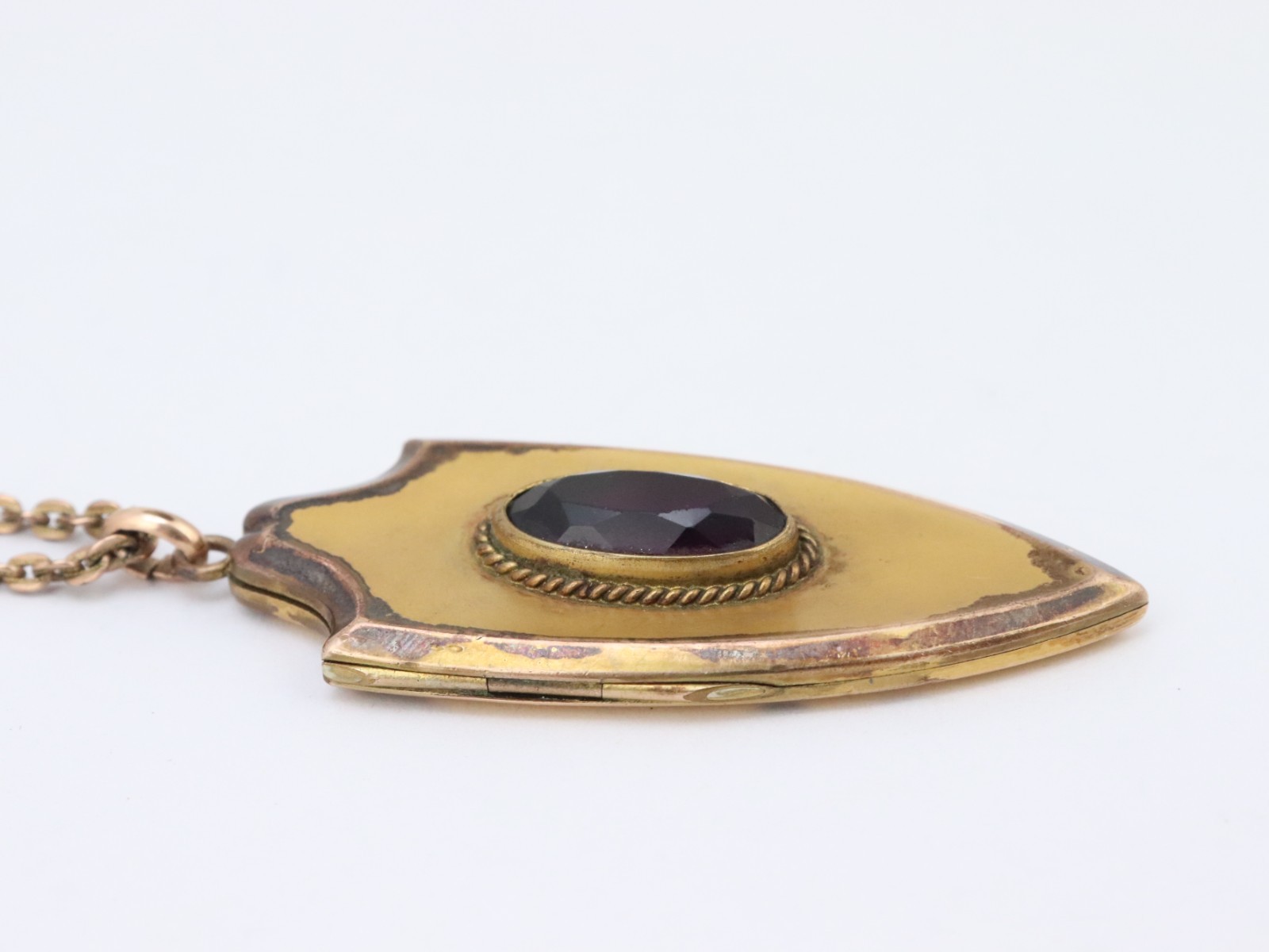 Vintage FLS Victorian Art Deco Paste Shield Locket Pendant Gold Filled 31 Grams