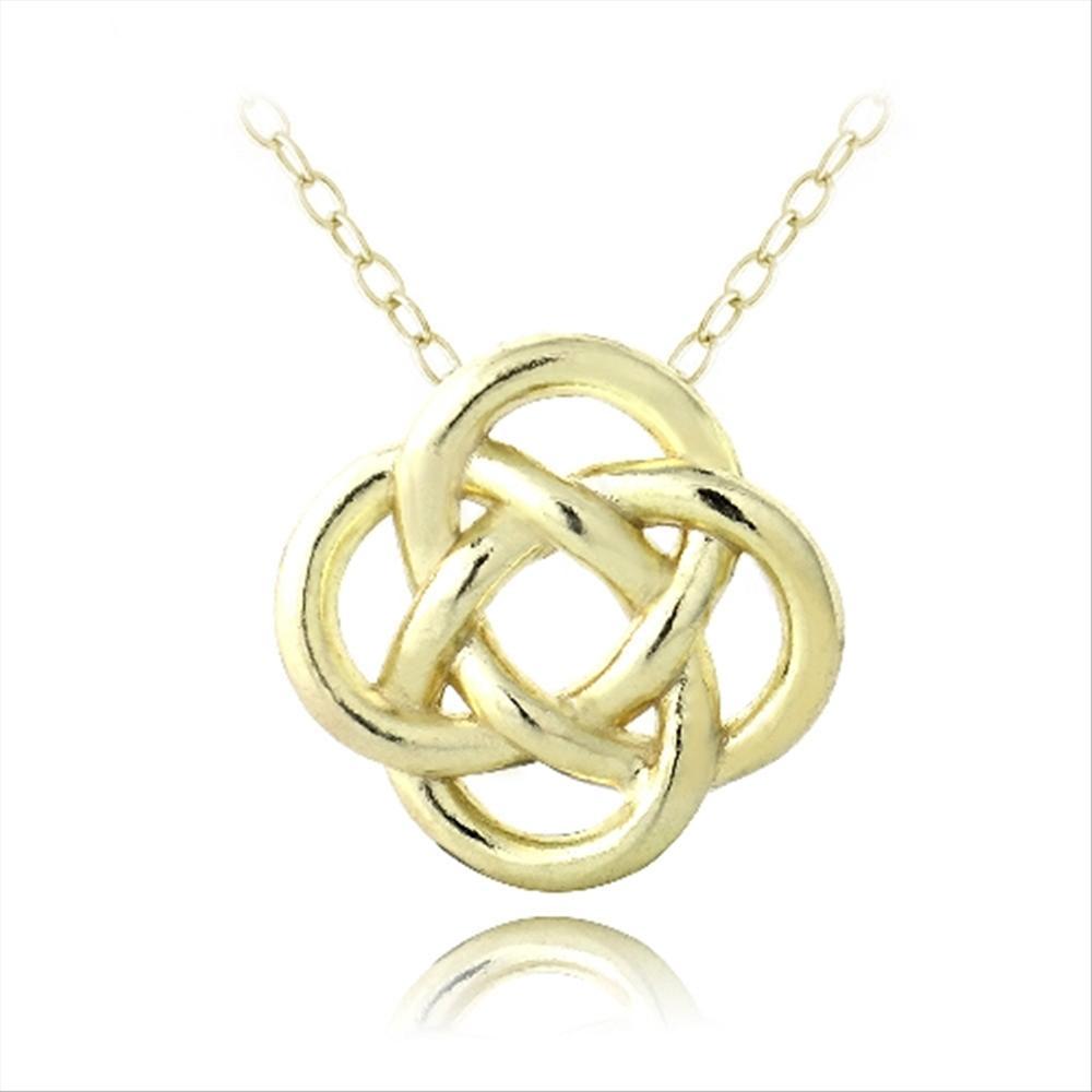 Gold Tone over Sterling Silver Love Knot Flower Necklace