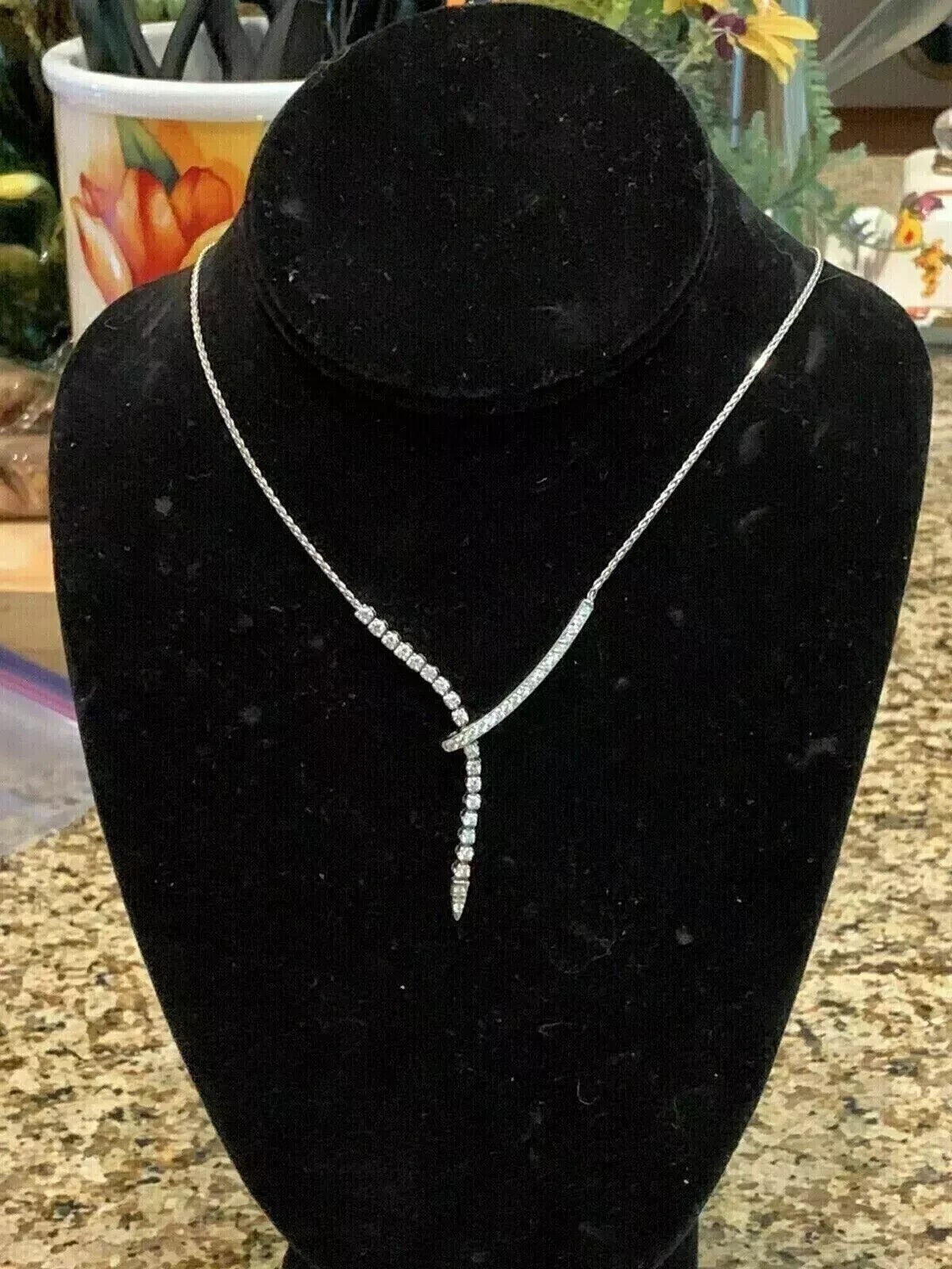 3.00Ct Round Cut Lab Created Diamond Wedding Necklace In 14K White Gold Plated