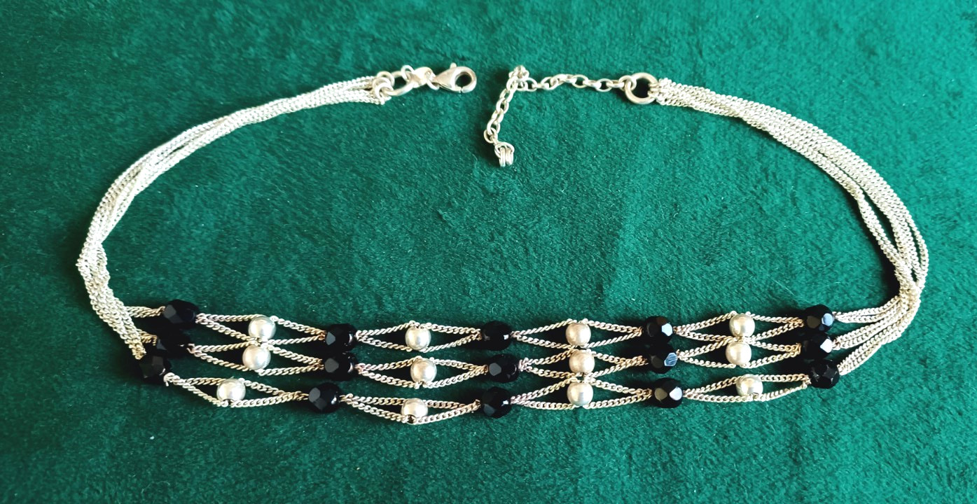 925 Sterling Silver Ball Chain Necklace Multi Strand Italy St Jacques Designer