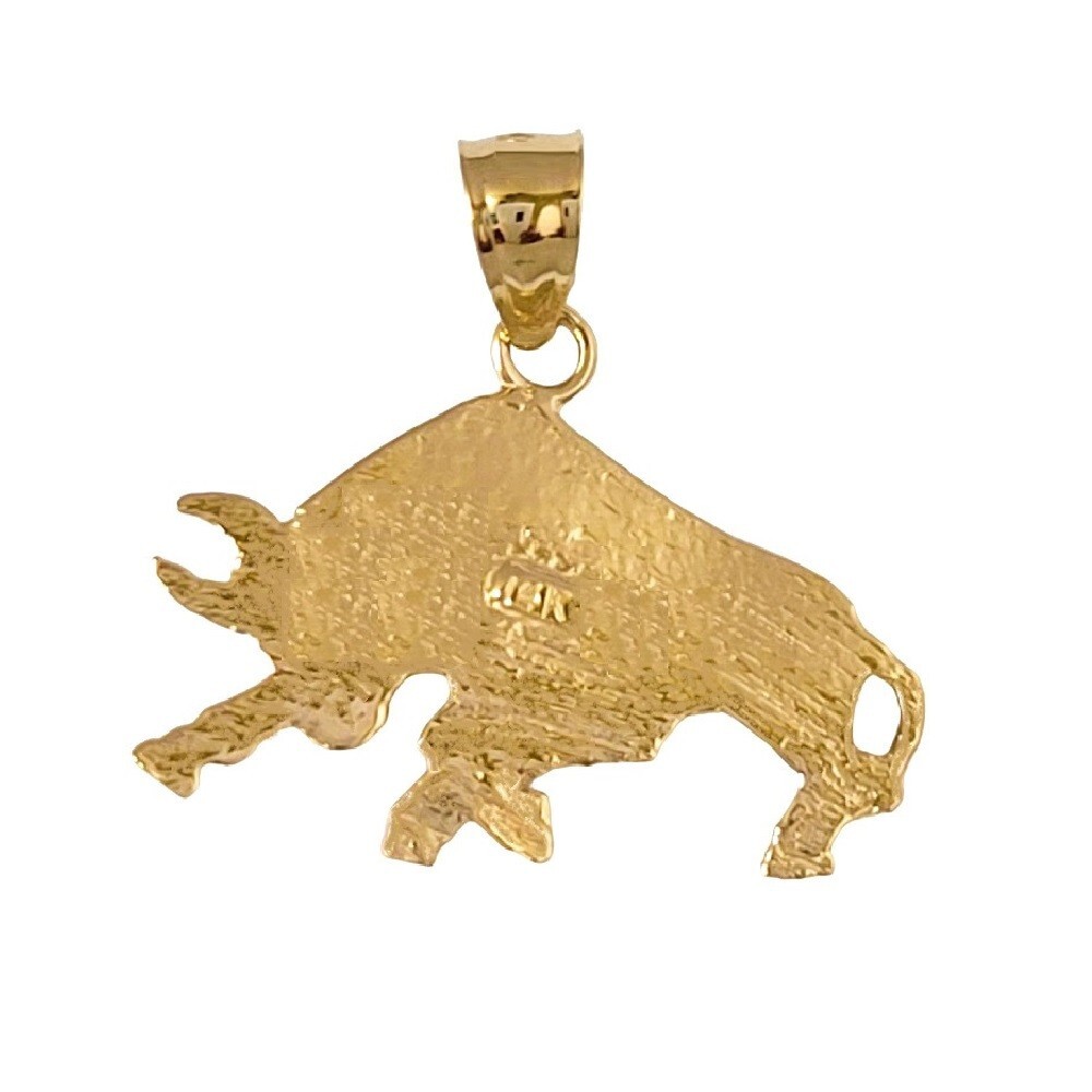 14k Yellow Gold Bull Pendant / Charm, Made in USA