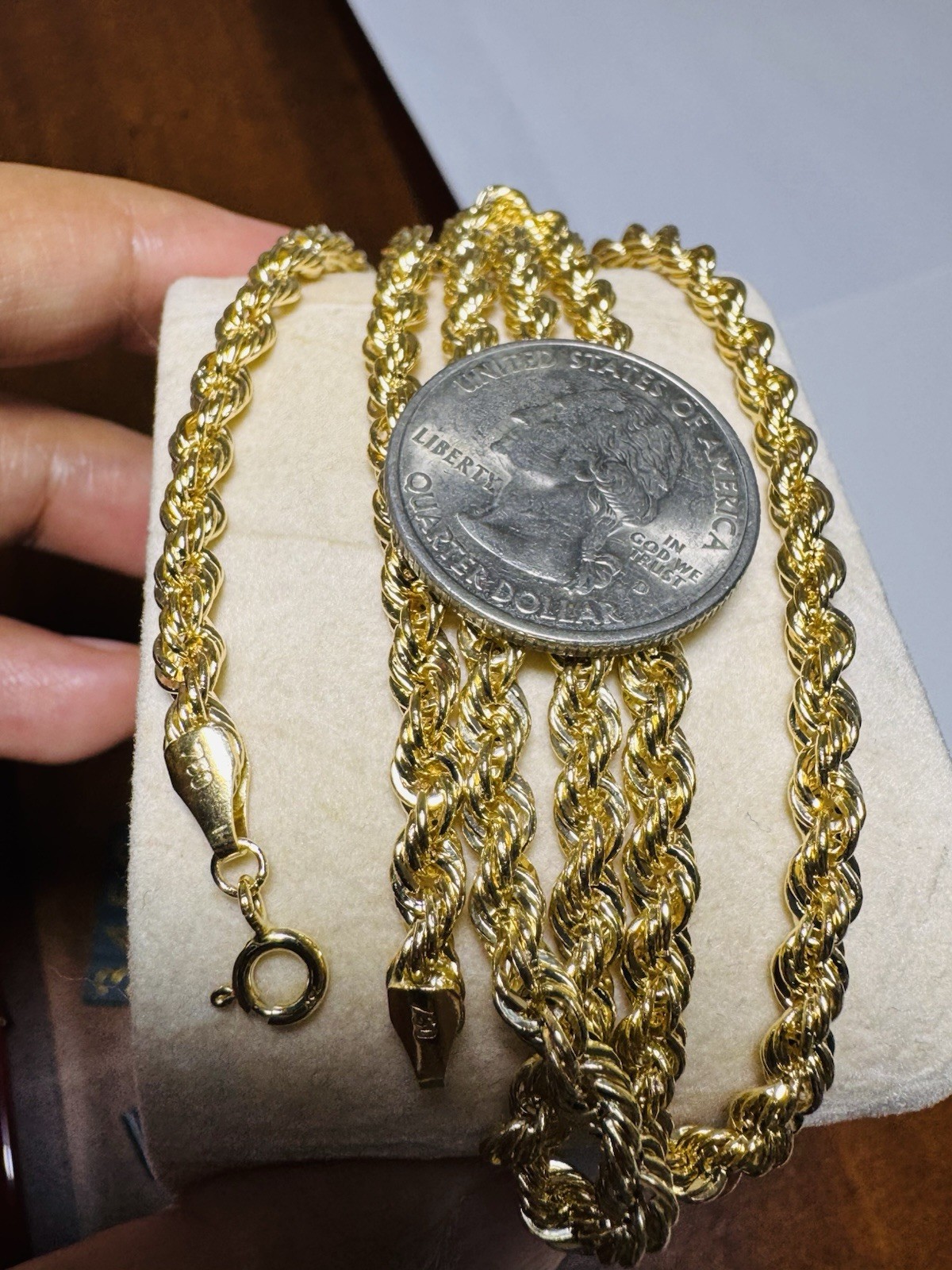 18K 750 Dubai Fine Genuine Gold Rope Chain Necklace 23.5” /24 Long 9.43g 4mm