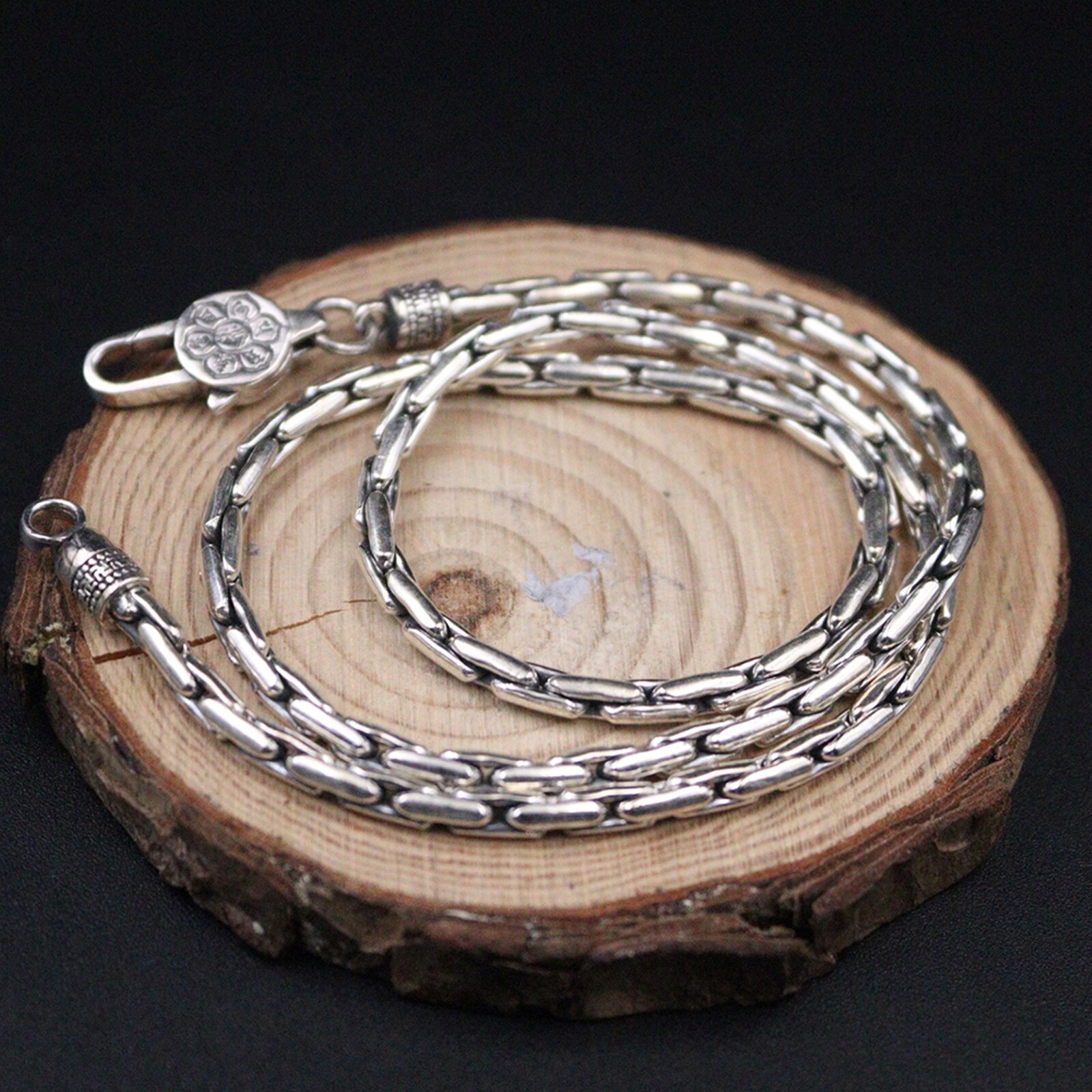 Sterling 925 Silver Necklace For Men 3mm Male’s Vintage Wheat Chain 18-26inch