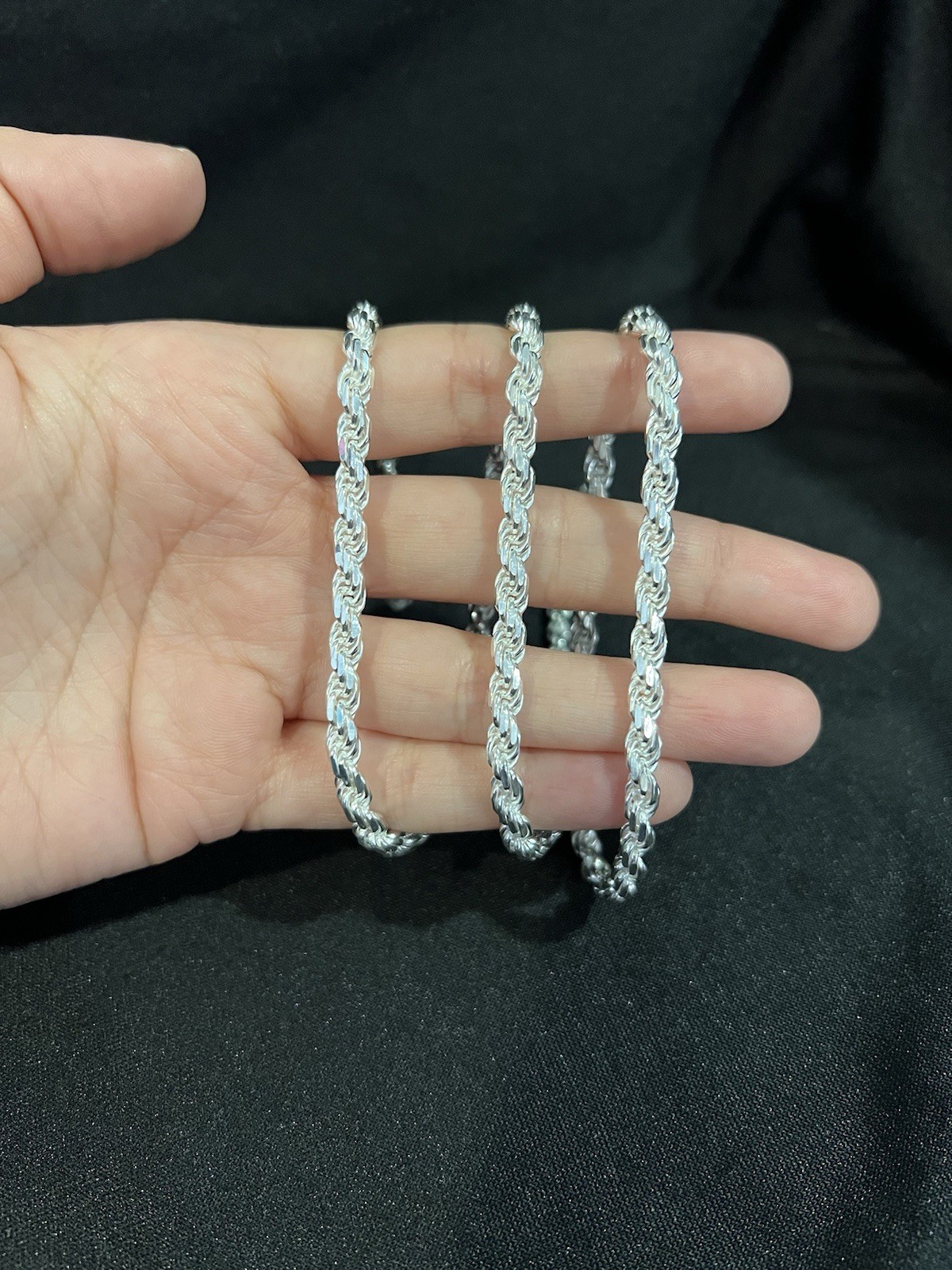 .925 Sterling Silver Men’s Male Women Twisted Rope LONG Chain Necklace 30 inches