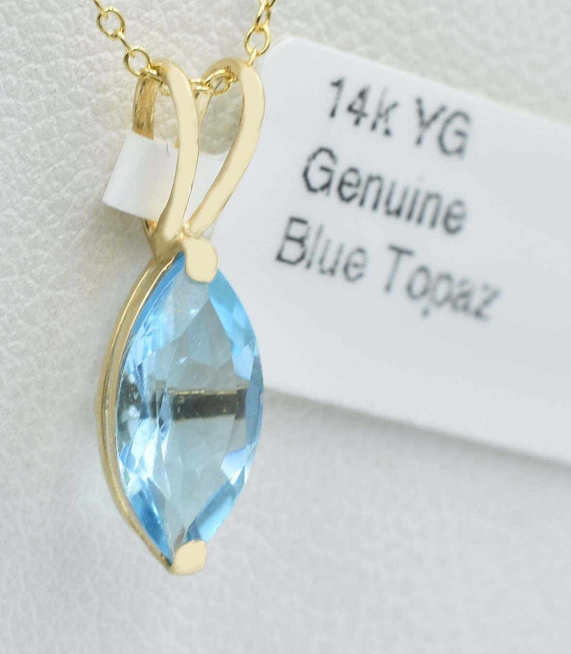 GENUINE 1.20 Cts BLUE TOPAZ PENDANT 14K YELLOW GOLD – Free Certificate Appraisal