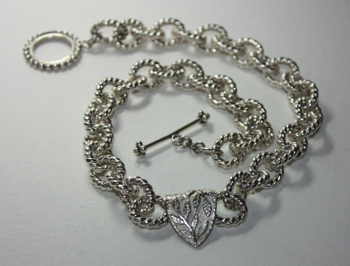 JBB Sterling Silver Heavy Oval Link Toggle Pendant Necklace 16.5″ 105g [071GRA]