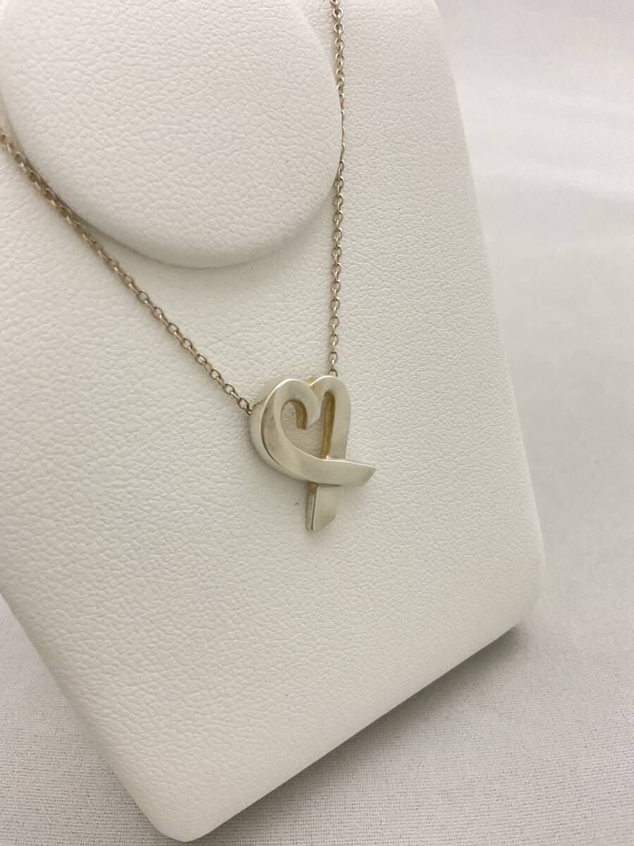 Authentic TIFFANY & Co Loving Heart Pendant Necklace Silver 925 Charm 17.3 in