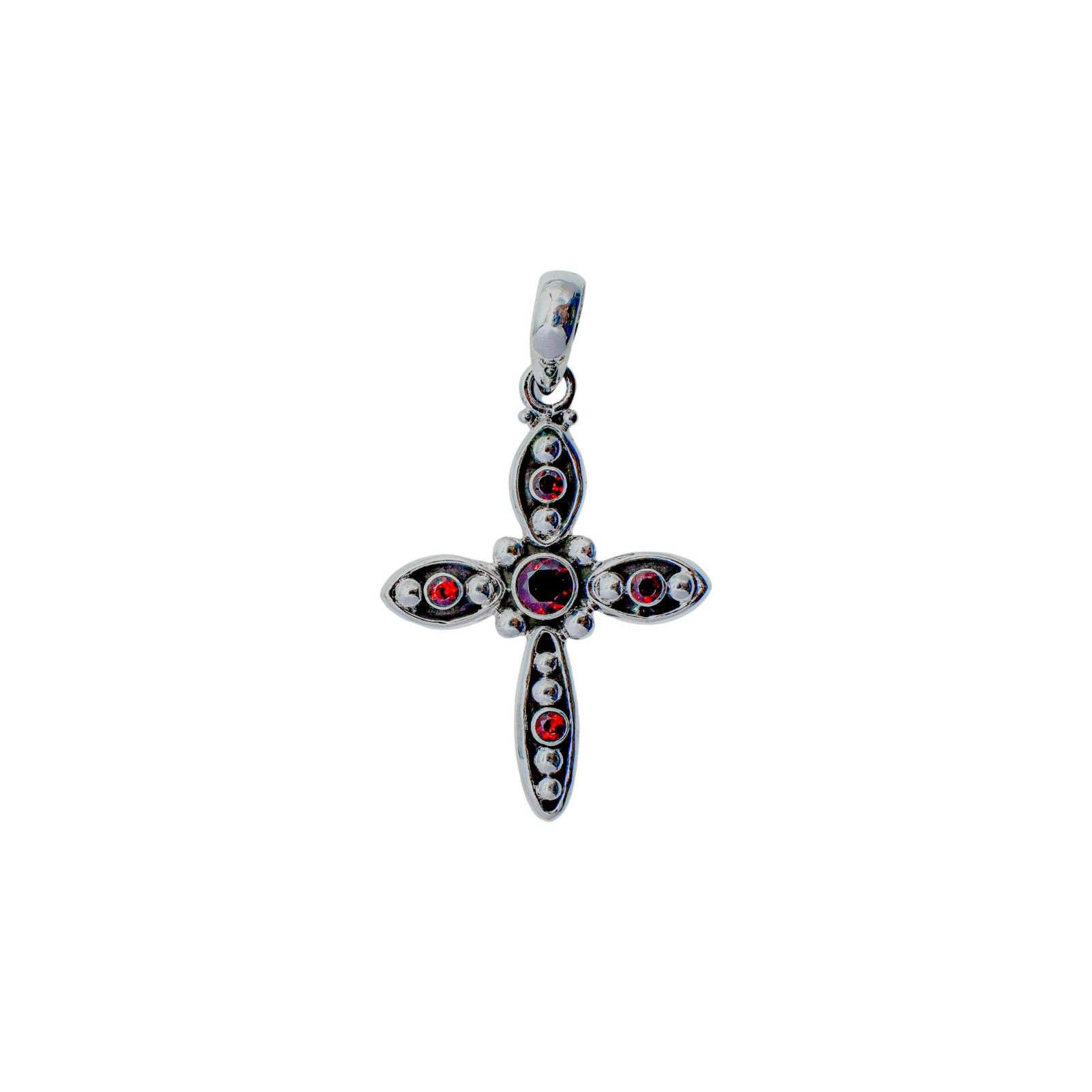 925 Sterling Silver Natural Red Garnet Cross Pendant Womens Jewelry Gift