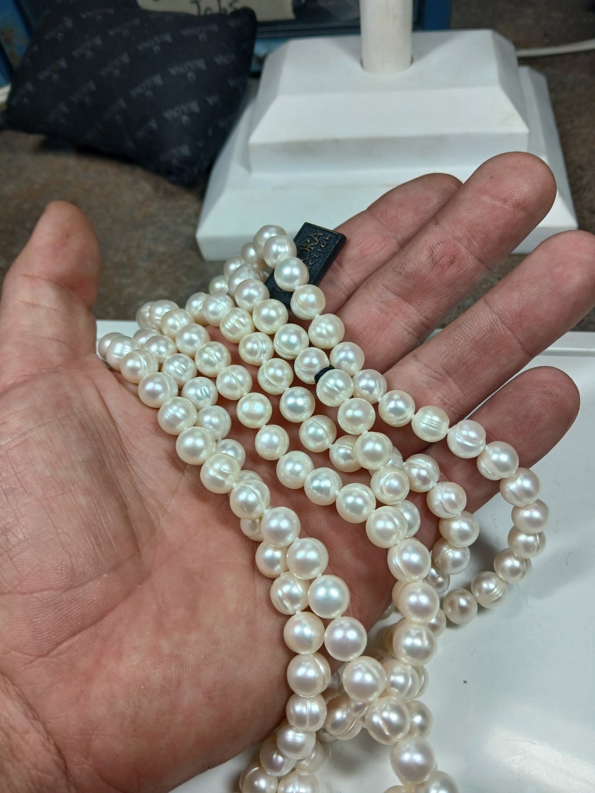 New With Tag Honora Large 9mm White Freshwater Pearl 62 Inch Necklace