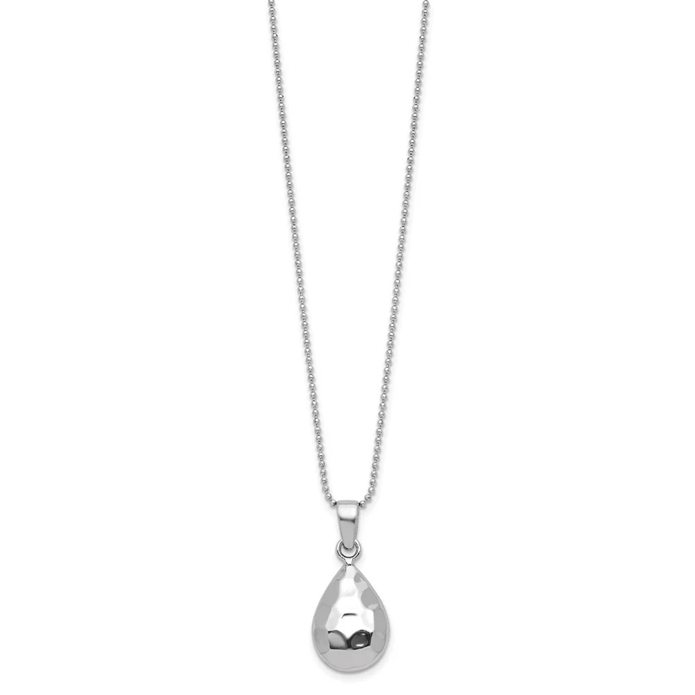 Sterling Silver RH-Plated Hammered Pendant Necklace