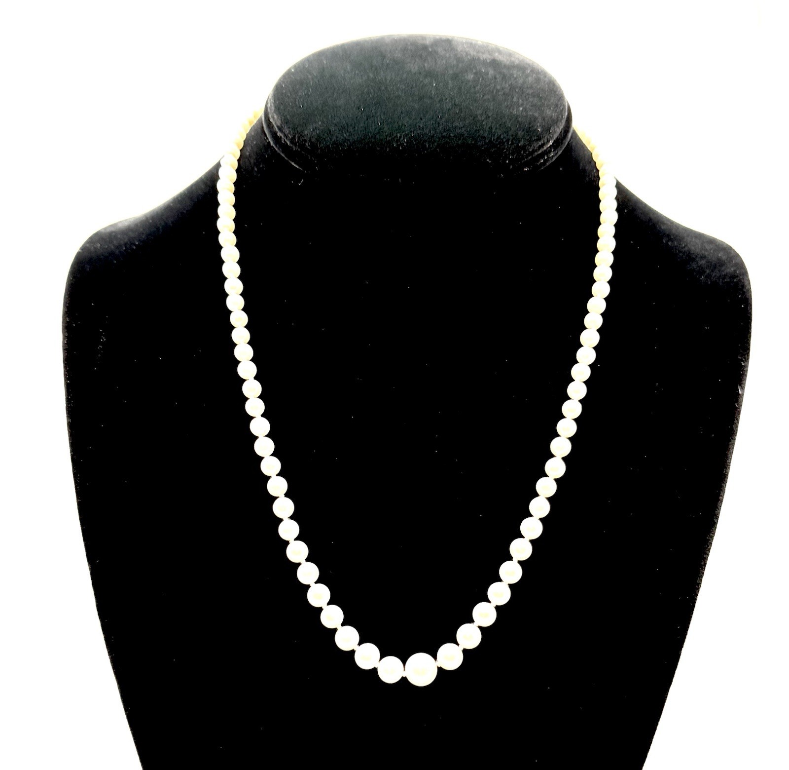 14k White Gold Pearls Necklace Single Strand 18.5” Layered 7mm