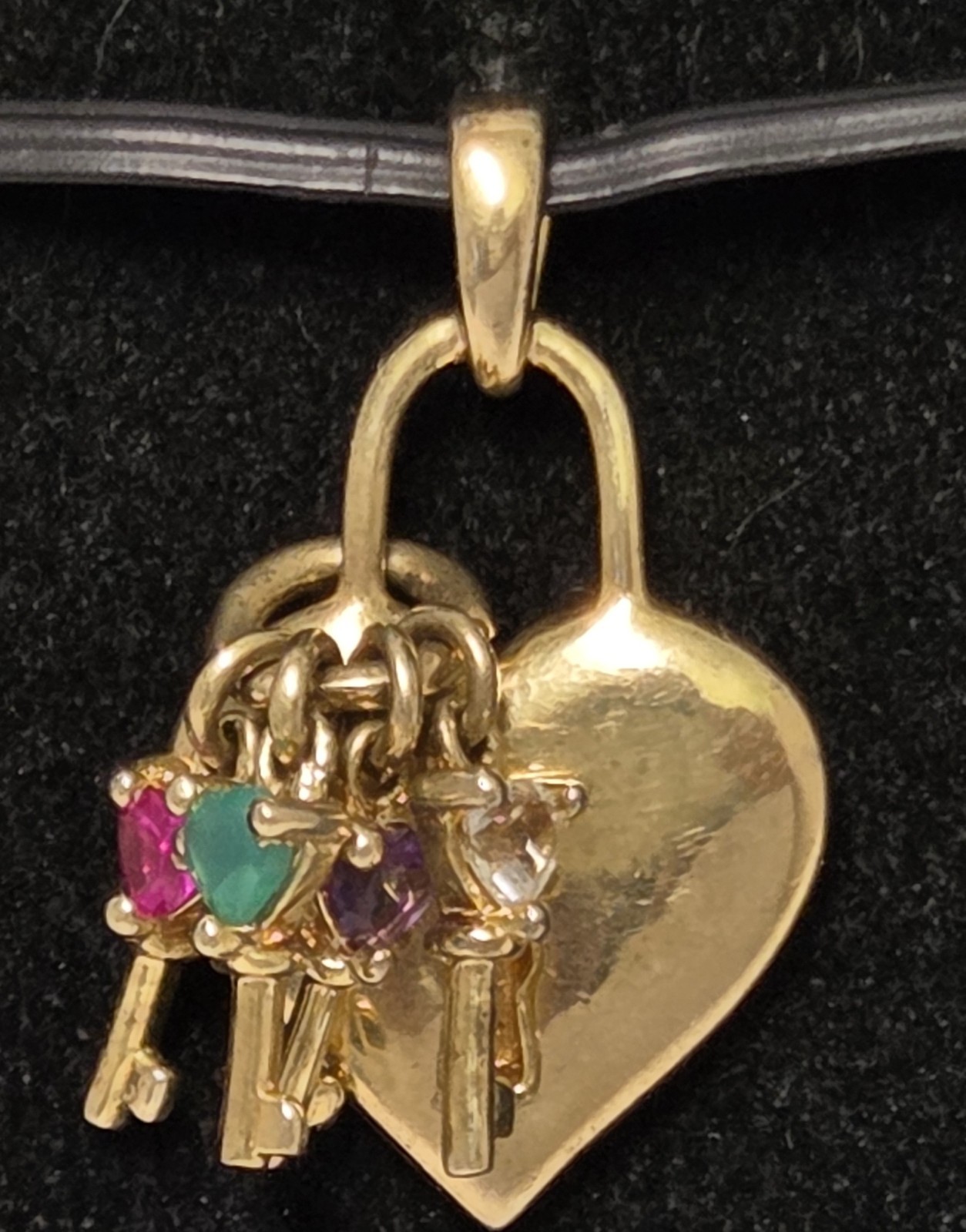 Keys To Her Heart Lock Pendant MOM Mother 10K GP over 925 Birthstones Vtg ACTM