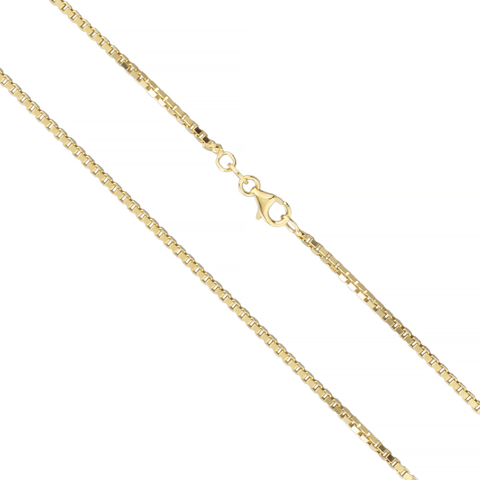 14K Gold Plated 925 Sterling Silver Box 1.8mm Chain Necklace All Sizes UNISEX