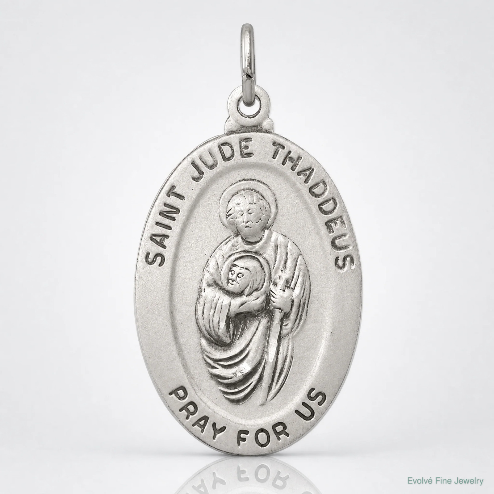 Sterling Silver Antiqued Saint Jude Thaddeus Medal