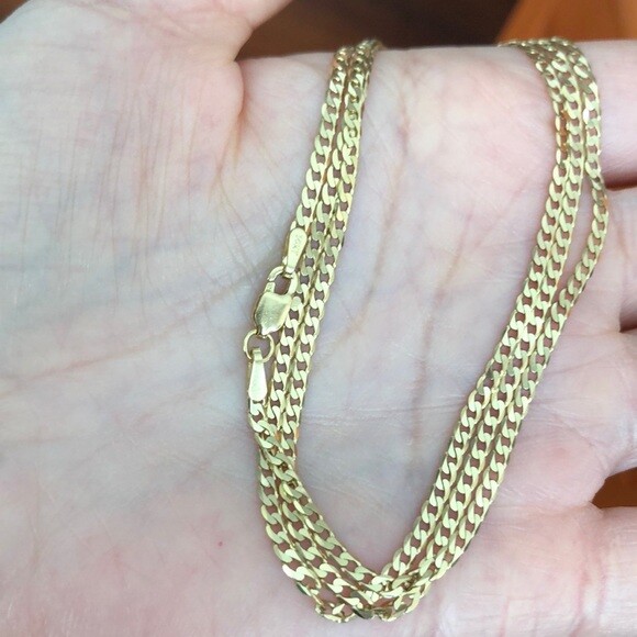 14K Solid Real Yellow Gold Flat Cuban Chain 20″, 22 inches – Width 2 MM – C5859