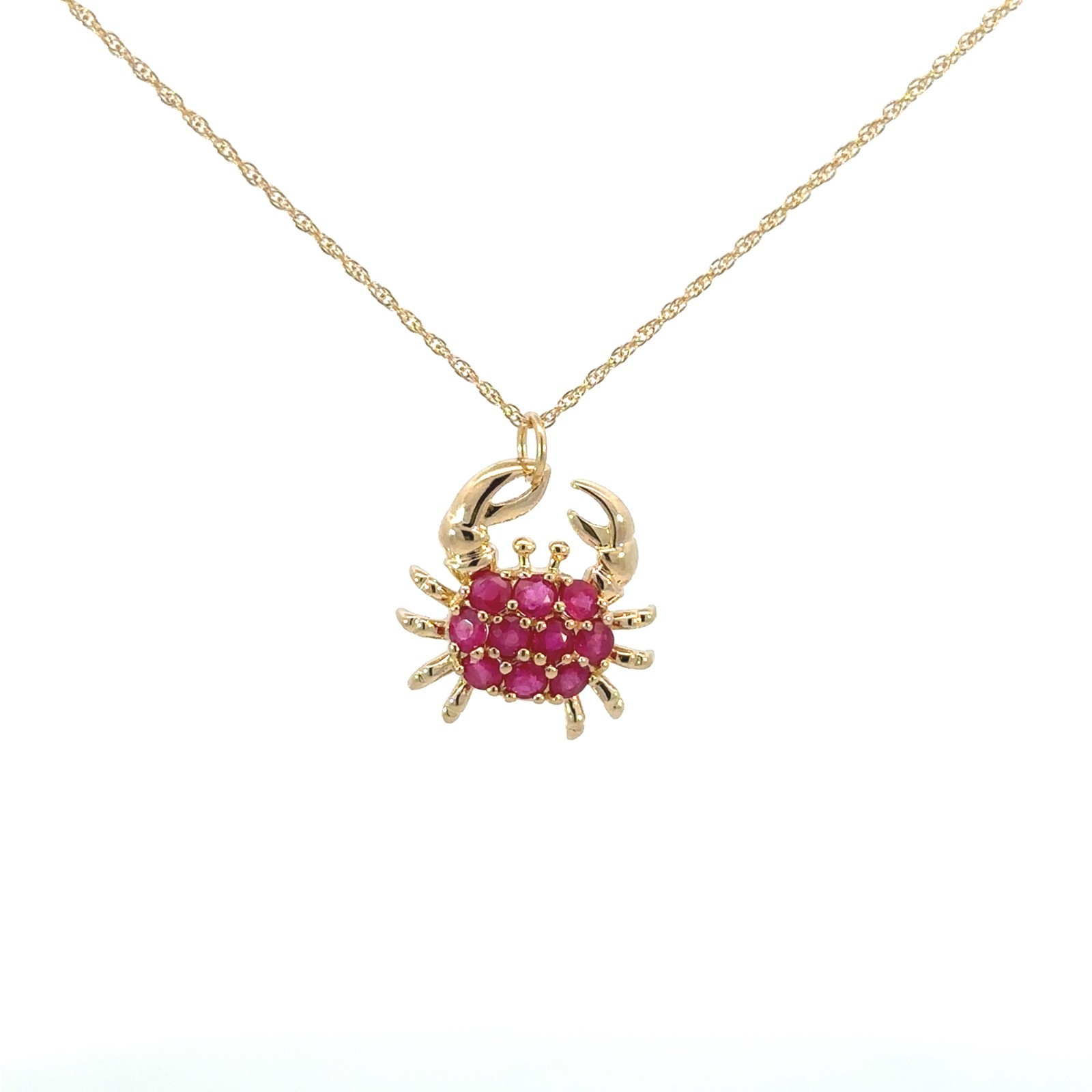 14KT. Yellow Gold Ruby Crab Pendant/Charm (15mm x 16mm)