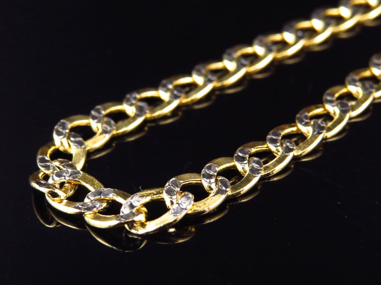 Men’s Ladies Diamond Cut Hollow Curb Cuban Link Chain Real 10K Yellow Gold 4M…