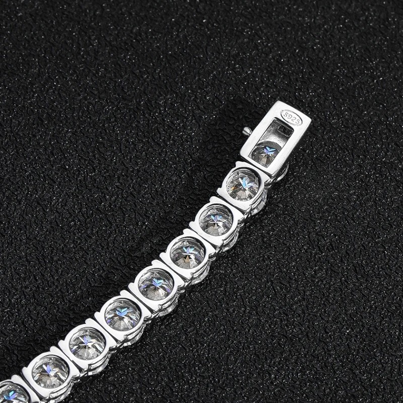1ct D Color Round Cut Moissanite Tennis Necklace For Men Women S925 Silver GRA