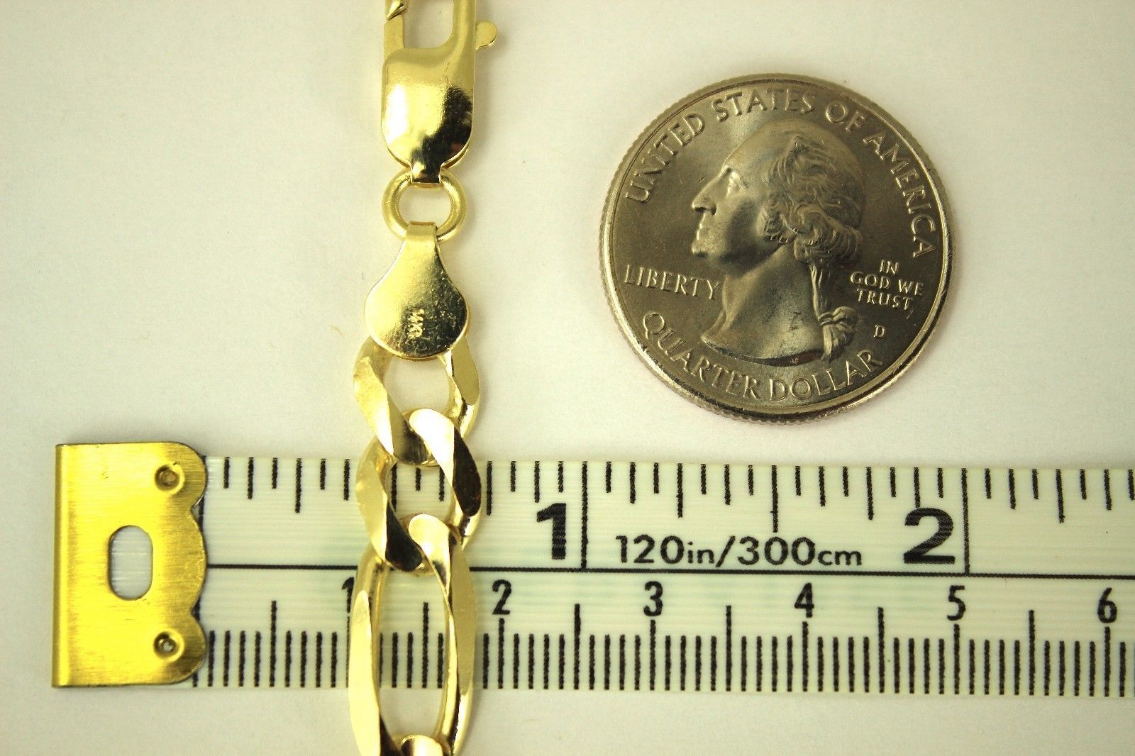 Authentic 14K Solid Gold Figaro Link Chain Men Women 6.5mm~7mm Necklace 7″~30″