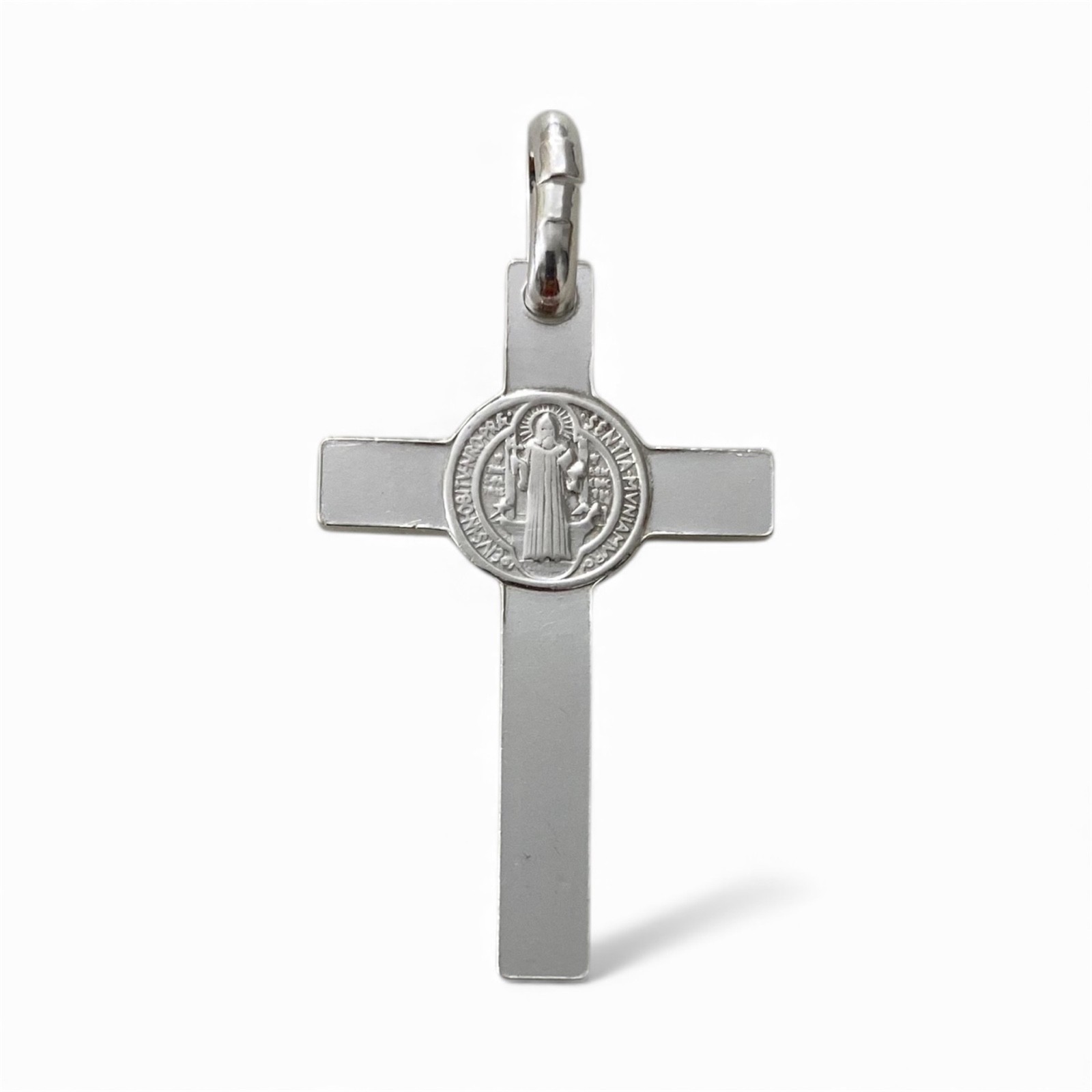 Solid 925 Sterling Silver Saint Benedict Cross Pendant San Benito Necklace-ESP40