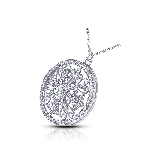 0.57ctw E VS1 Round Brilliant Earth Mined Certified Diamonds White Gold Pendant