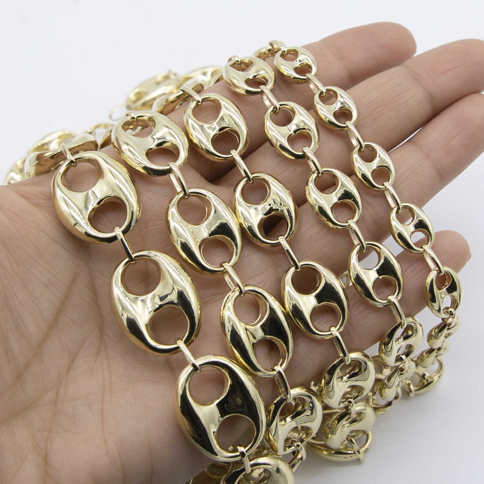 Puffed Mariner Anchor Link Chain Necklace Real 14K Yellow Gold All Sizes