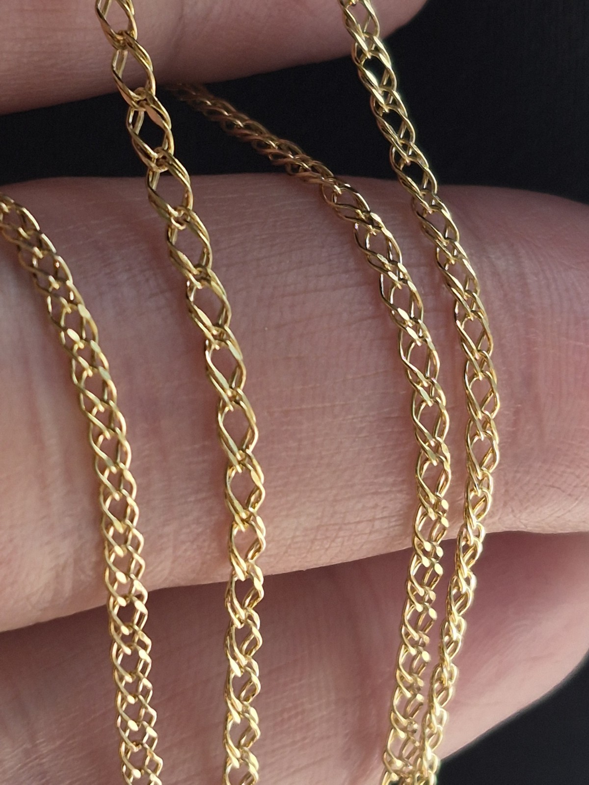 Solid 10k Gold 18in Rombo Link Double Cuban Necklace Dainty 2mm Elegant
