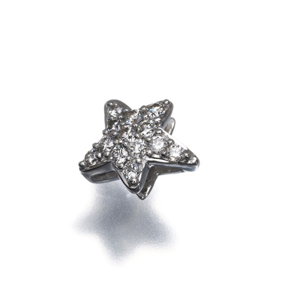 Diamond 0.12ct Paved Star Pendant 18K 750 White Gold