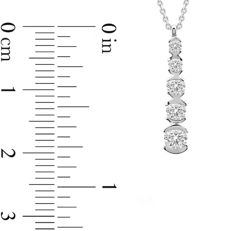 1/2 Ct Certified Lab-Grown Diamond Graduated Linear Drop Pendant Sterling Silver