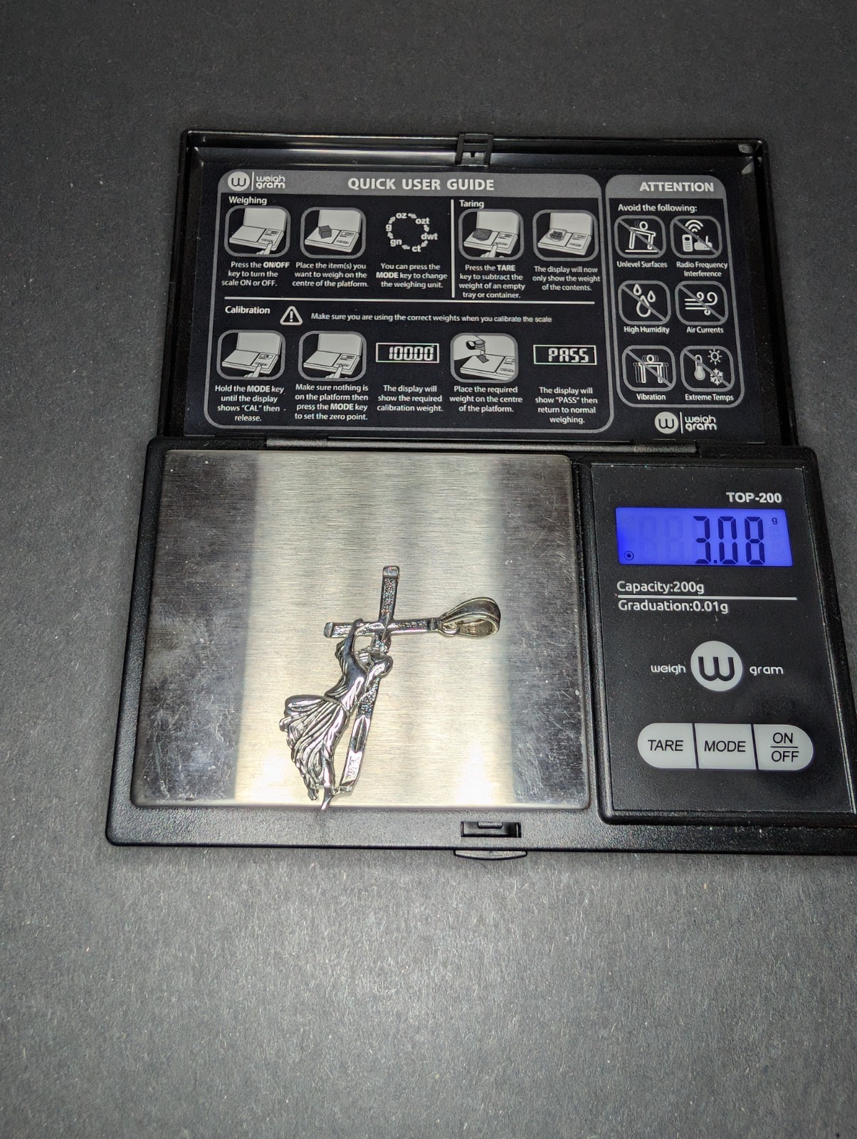 Solid 925 Sterling Silver Small Jesus Carrying the Cross Pendant