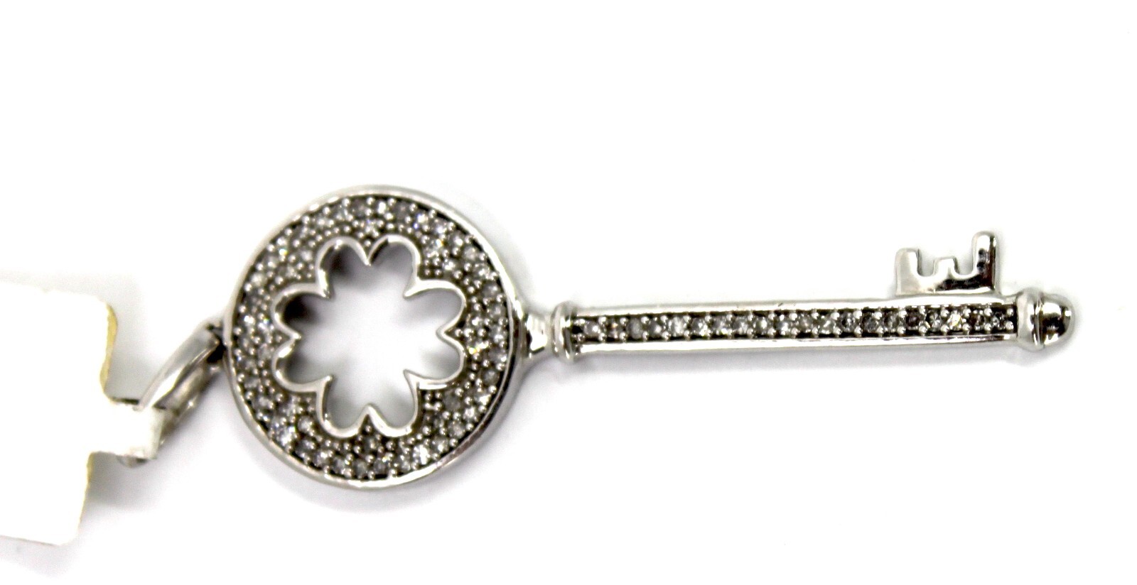 Diamond Key Pendant in 14k Solid White Gold Sign D.J.A