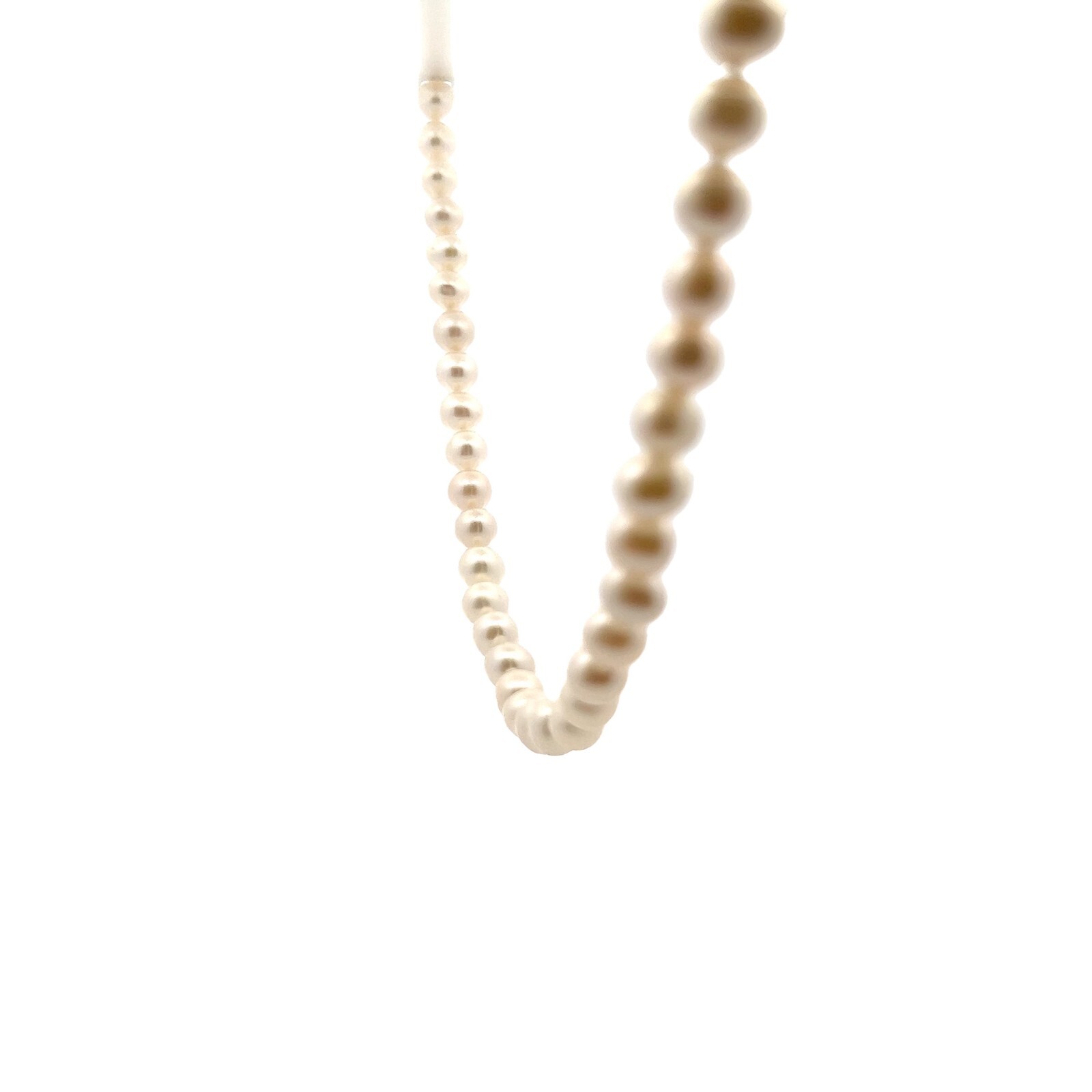 6.5-7mm Genuine Cultured Freshwater White Pearl 14K WHITE GOLD Necklace 18 inch