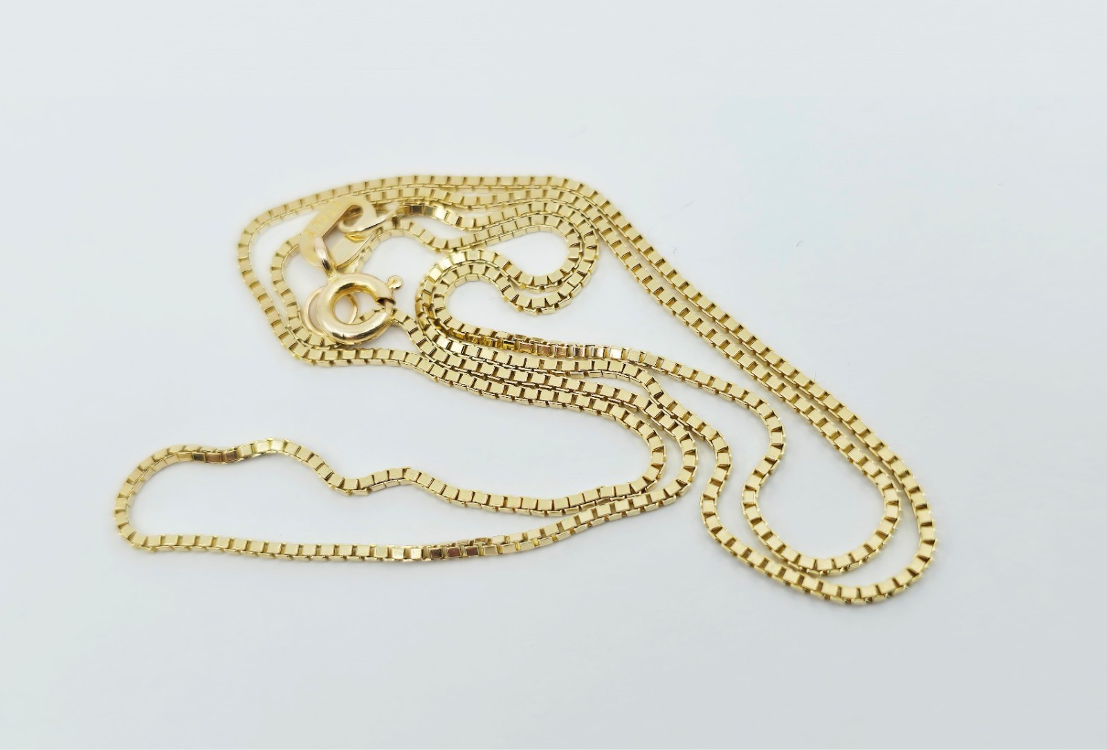 Unique 14K Karat Solid Yellow Gold Designer Box Link Chain Necklace – 17.50″ L
