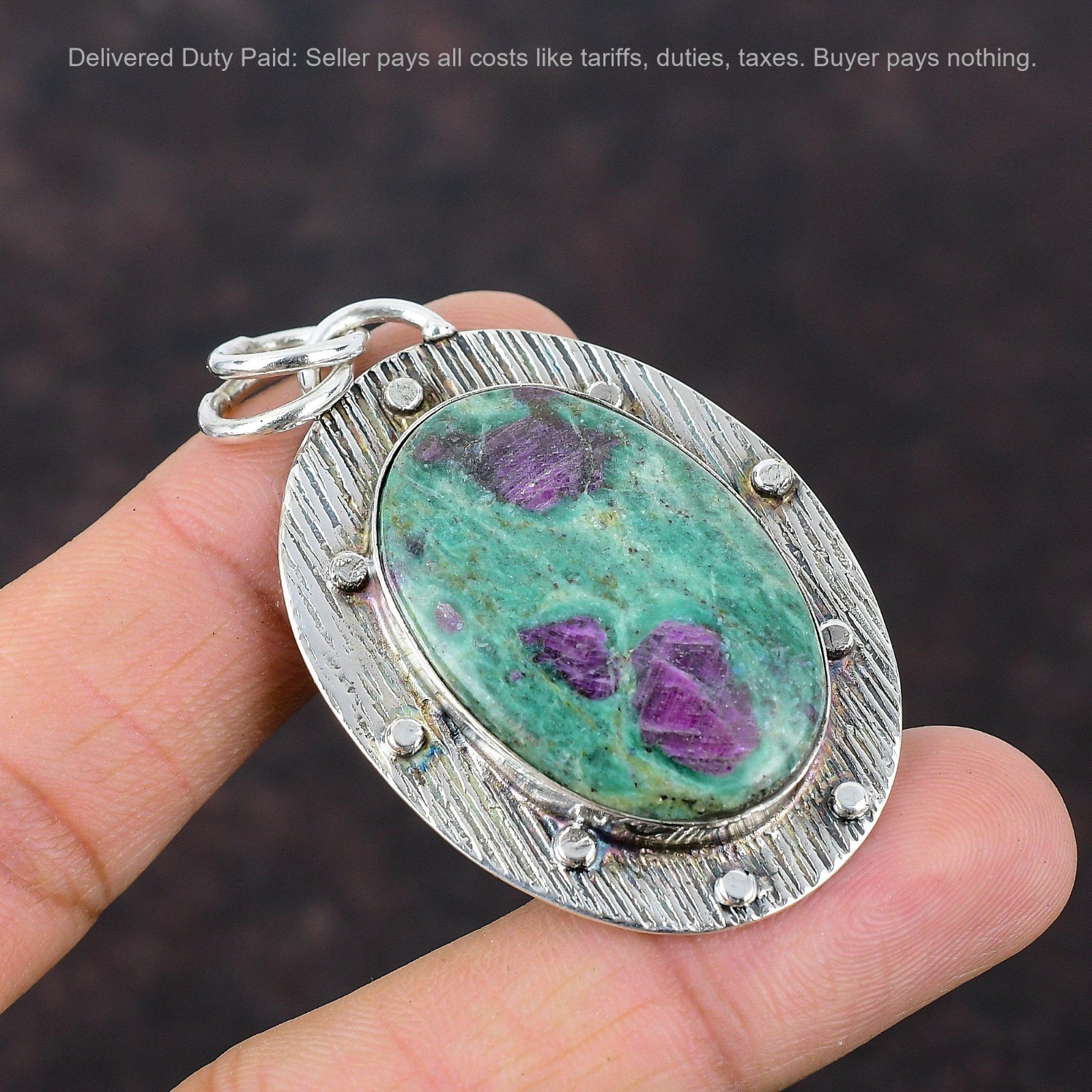 Natural Rubi Fuchsite 925 Sterling Silver Anniversary Handmade Pendant Jewelry