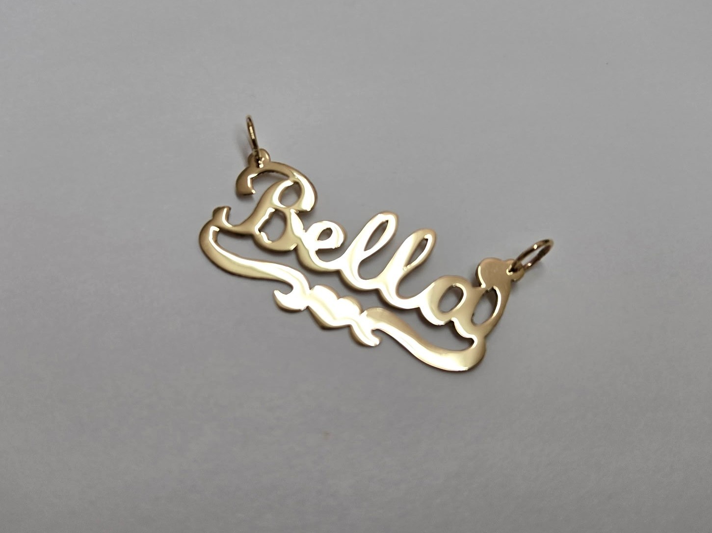 10K Solid Yellow Gold Personalized Handmade Cursive Name Pendant with Heart