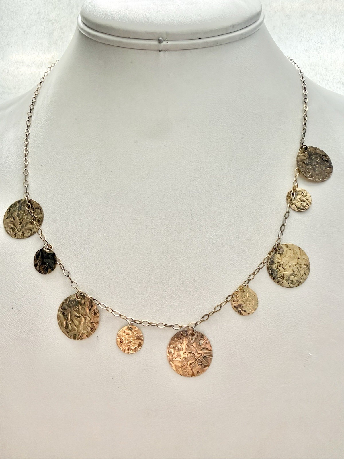 Vintage GK Turkey 925 Sterling Vermeil Dangle Discs 18” Necklace – 4.24g