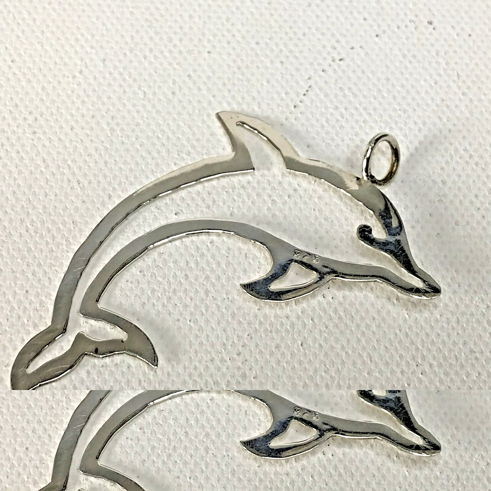 .925 Sterling Silver Dolphins Cutout Pendant 2grams