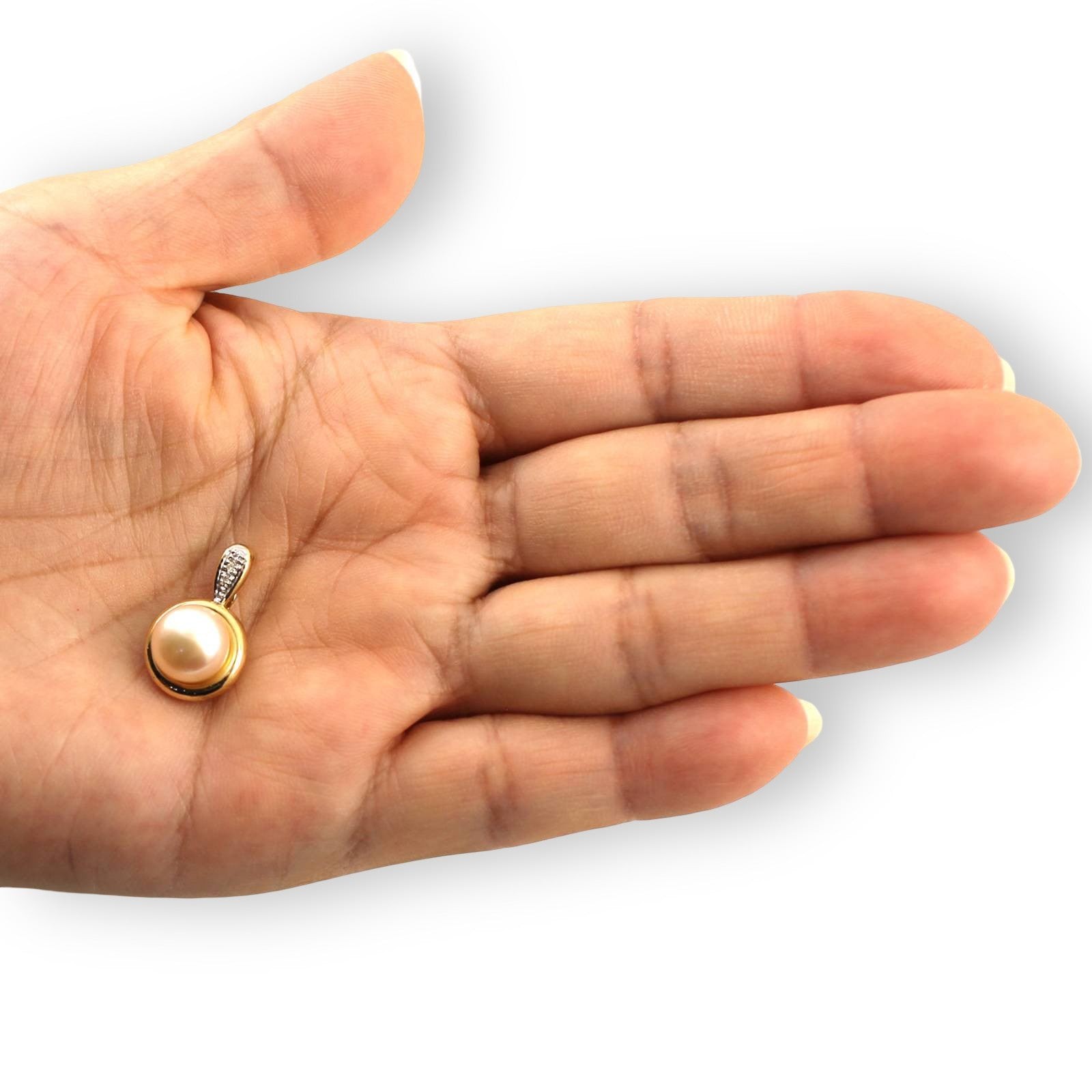 Pink Pearl Enhancer – 14k Yellow Gold + Diamonds