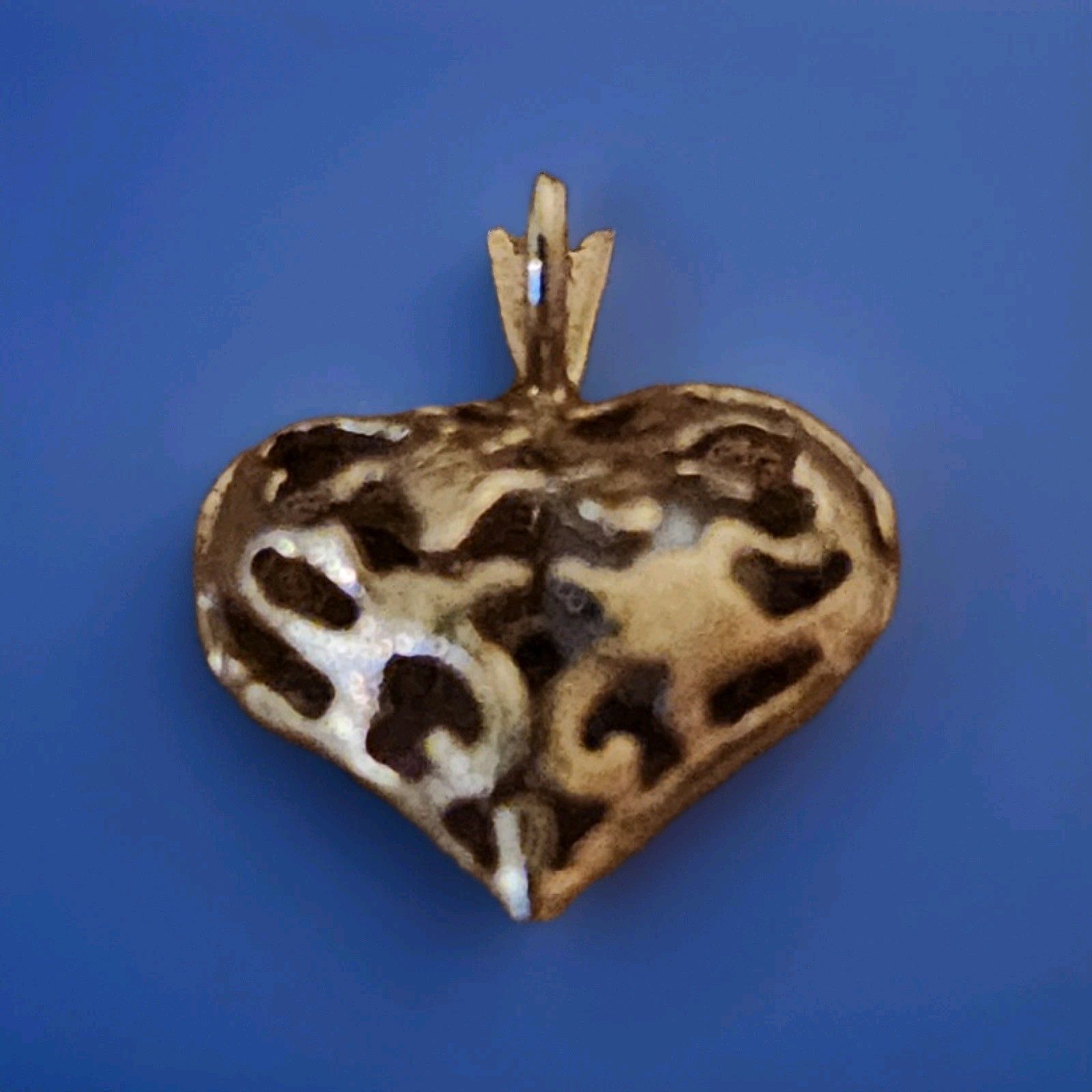 14k Yellow Gold Cage Heart Pendant W/Pearl Inside Signed