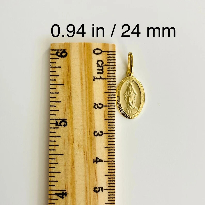 14K SOLID GOLD MIRACULOUS VIRGIN MARY MEDAL, 14K GOLD MIRACULOUS PENDANT- PT276
