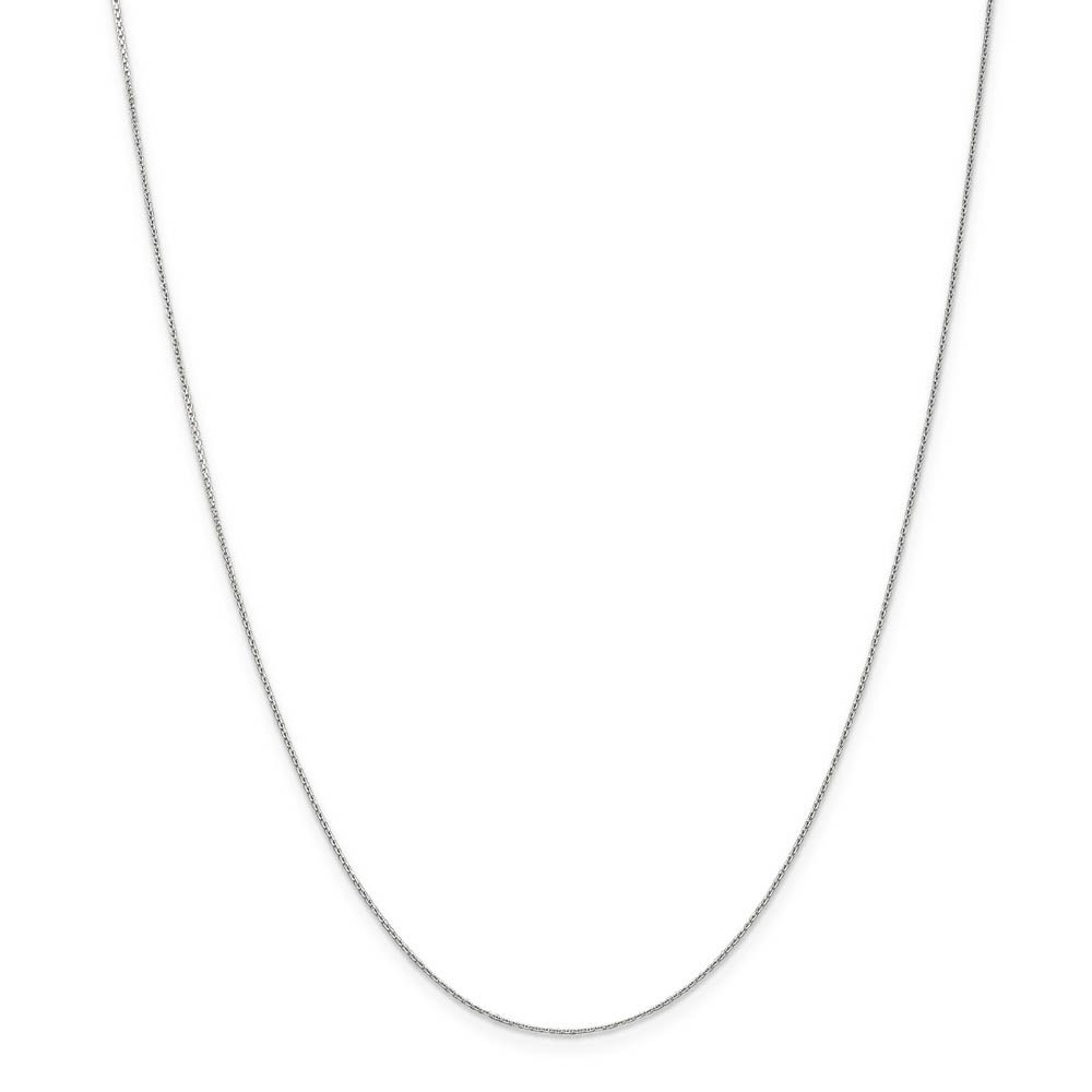 0.65mm, 14k White Gold, Diamond Cut Cable Chain Necklace