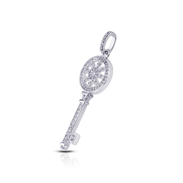 0.42ctw F/VS2 Round Cut Natural Certified Diamonds White Gold Pendant + Chain