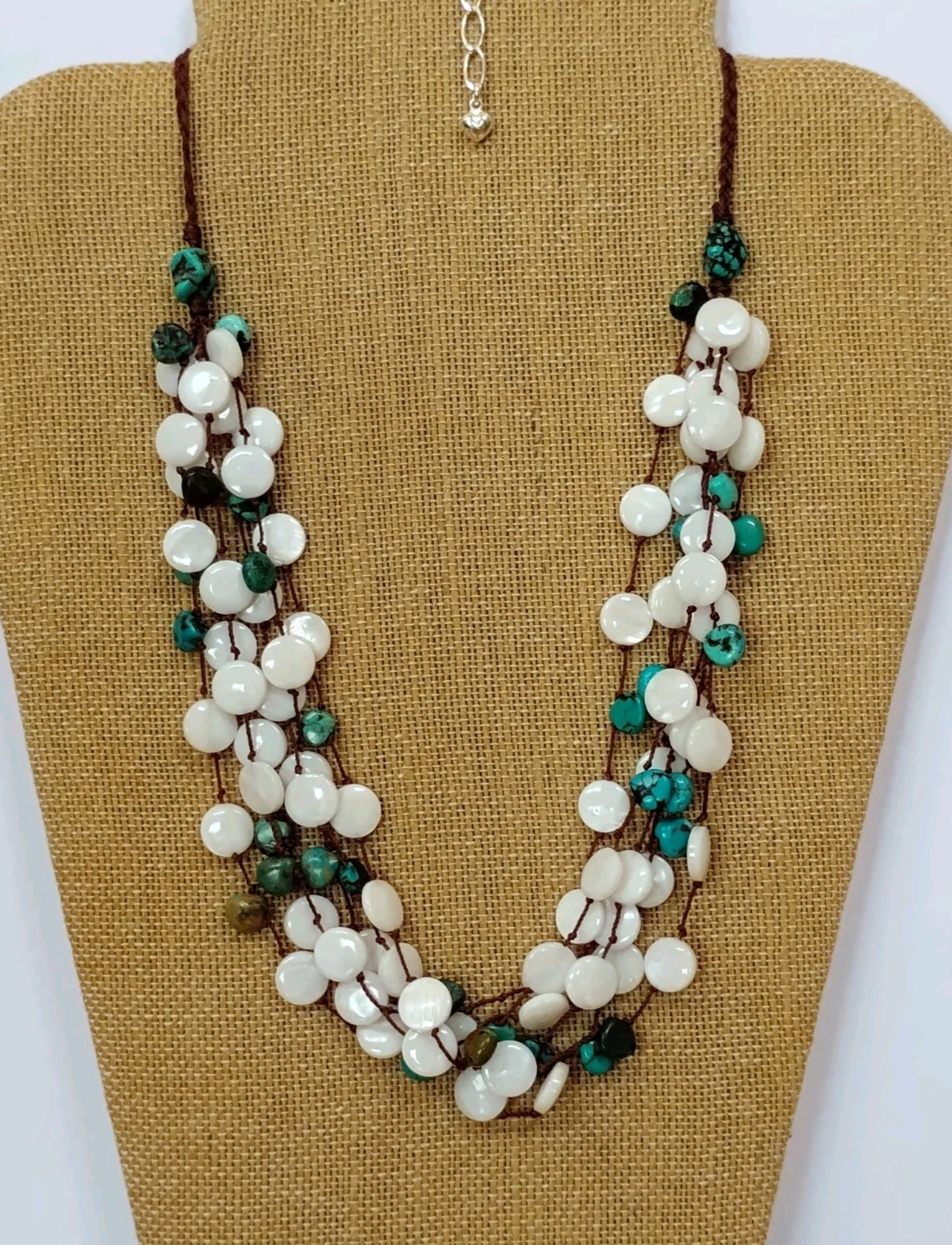 Jay King Mine Finds Mother of Pearl Turquoise Knotted Cord Layered Necklace