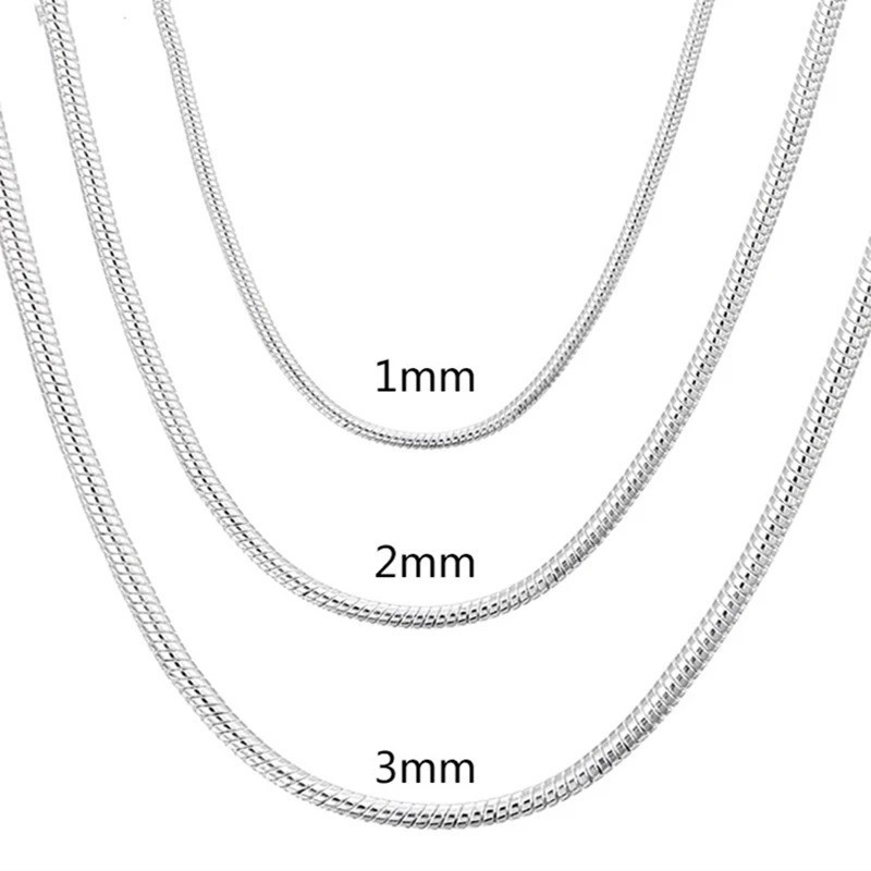 Men&Women’s 925 Sterling Silver Tarnish-Free Italian Snake Chain Necklace 16-24*