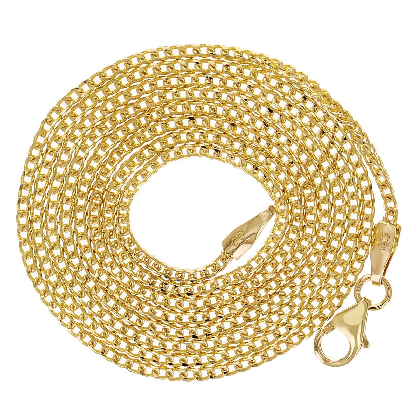 Italian 14k Yellow Gold Solid Diamond Cut Franco Chain Necklace 22″ 1.5mm 5.1g
