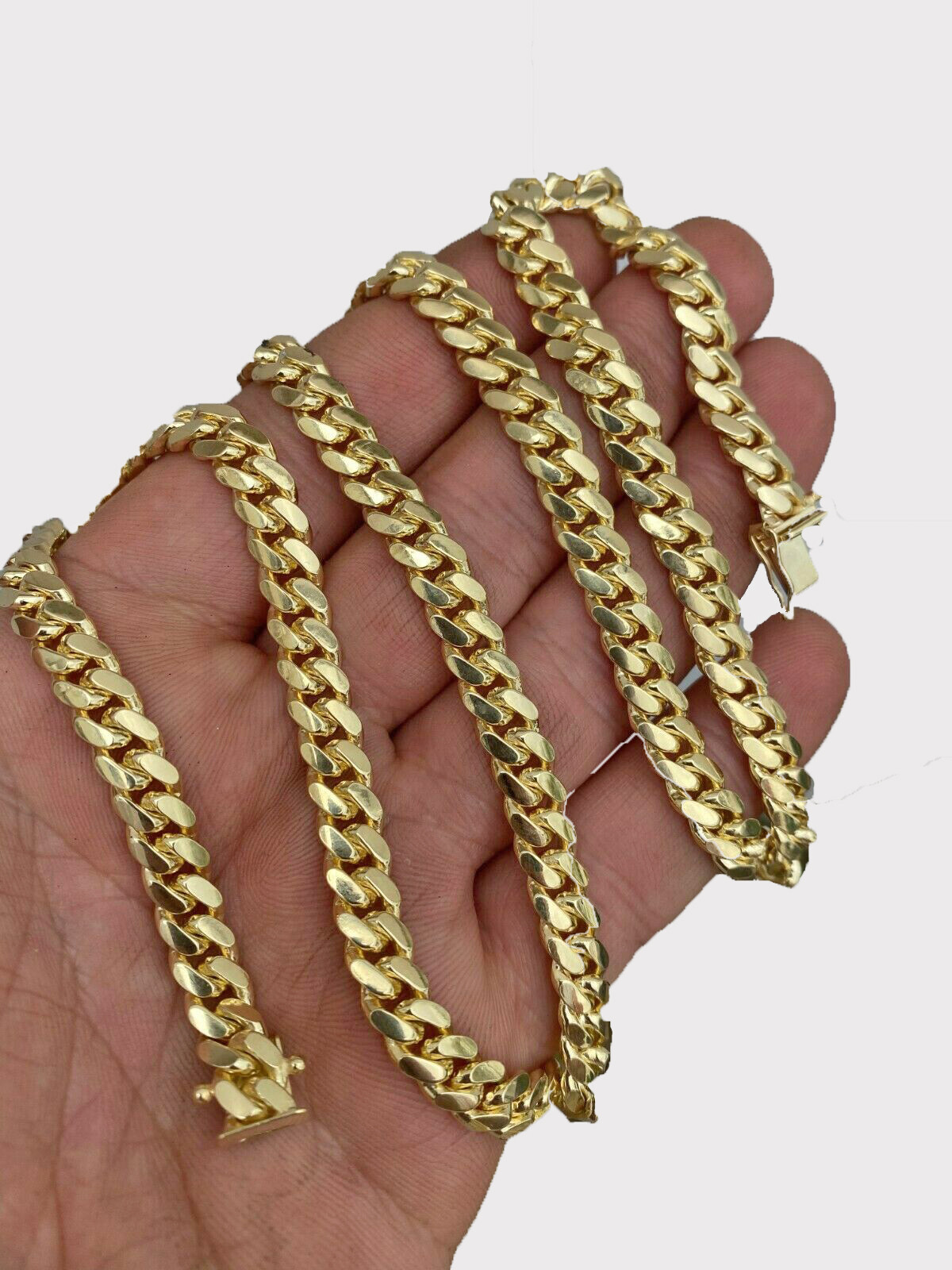 SOLID 10k Gold Miami Cuban link Chain Necklace 20″- 28″ Mens REAL 10KT 4mm-8mm