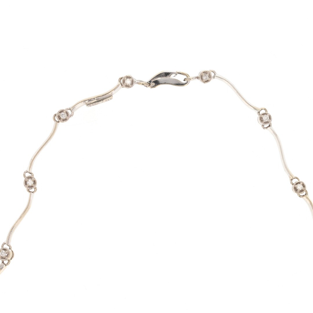 .68ctw Diamond Cluster Floral Vine Bar Link 16″ Necklace 14k White Gold 13.59g