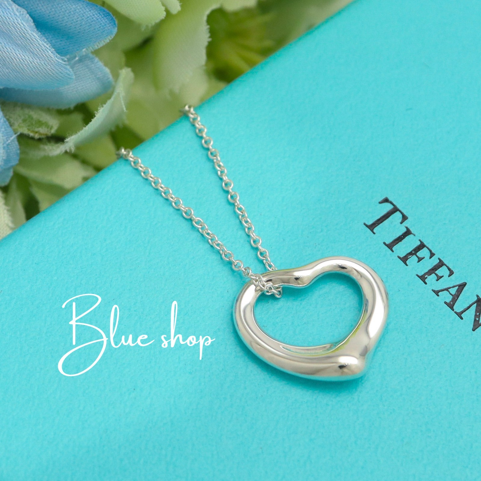 Tiffany & Co. Elsa Peretti 16mm Open Heart Pendant Necklace 16.1″ Silver 925