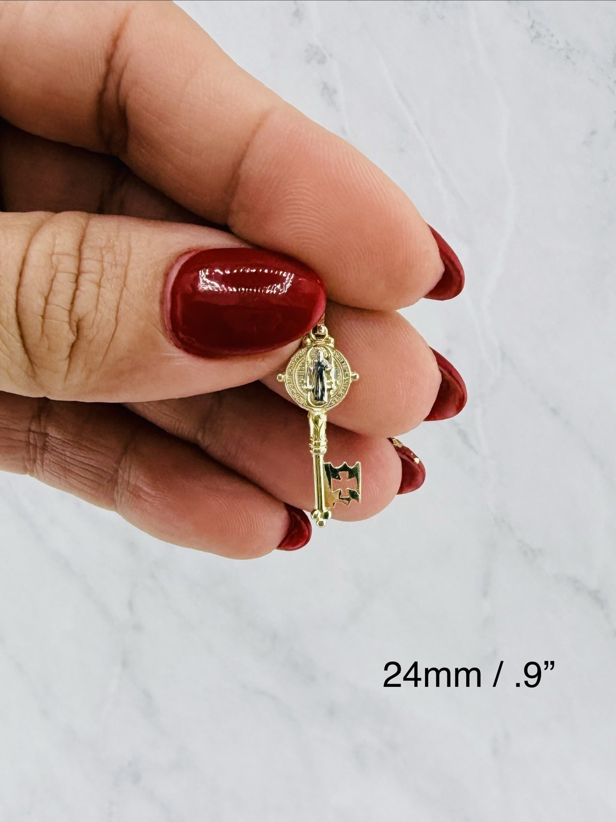 14k gold pendant Saint Benedict key ❤️ San Benito llave en oro